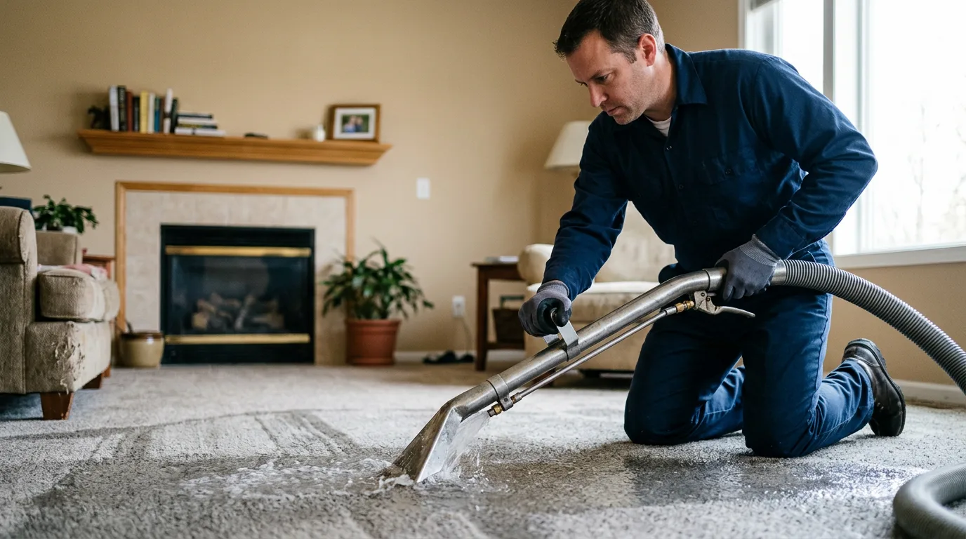 Water damage restoration technician working near Irving, TX